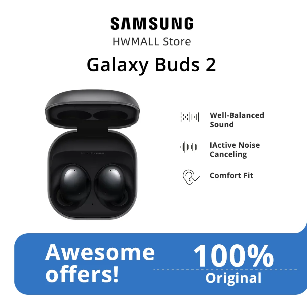

Беспроводные наушники-вкладыши Samsung Galaxy Buds 2, высококачественные наушники с шумоподавлением, bluetooth наушники с микрофоном