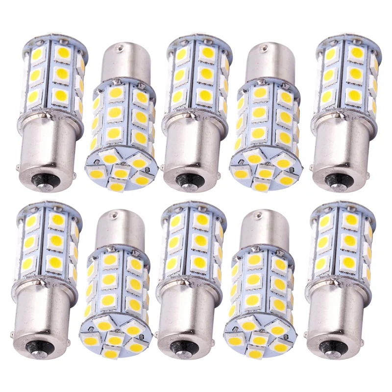 

10X Warm White 27 SMD LED 1156 1141 1003 RV Camper Trailer Interior Light Bulbs