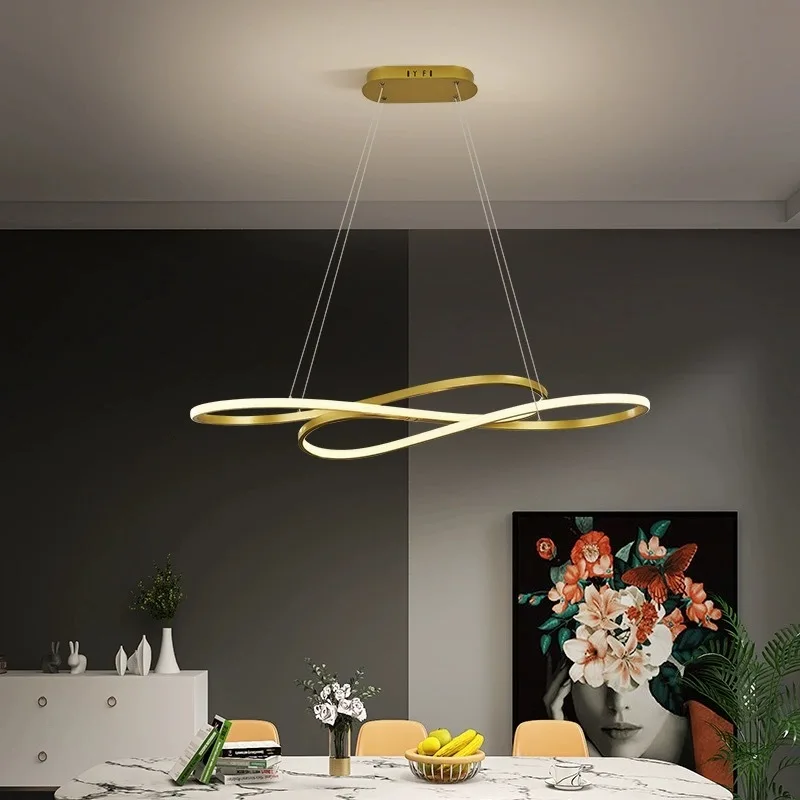 

Minimalism Led Pendant Lamps Home Decorative Black Gold Chandeliers Lighting Lustres For Dining Room Bedroom Kitchen Changeable