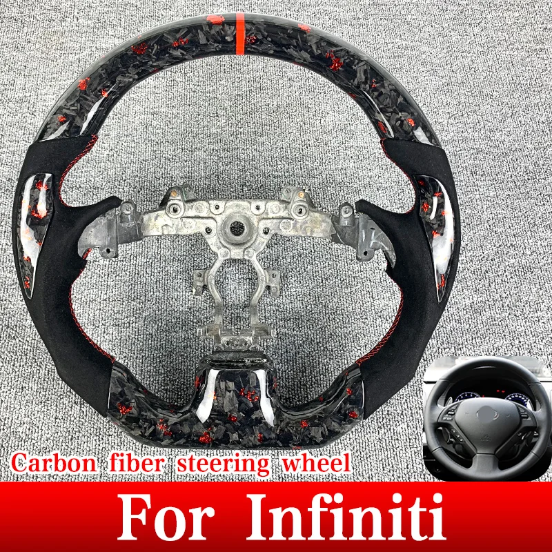 

Car steering wheel For Infiniti EX35 EX30d EX37 G25 G35 G37 Q40 QX50 Real Glossy Forged Carbon Fiber Steering Wheel Red Flake