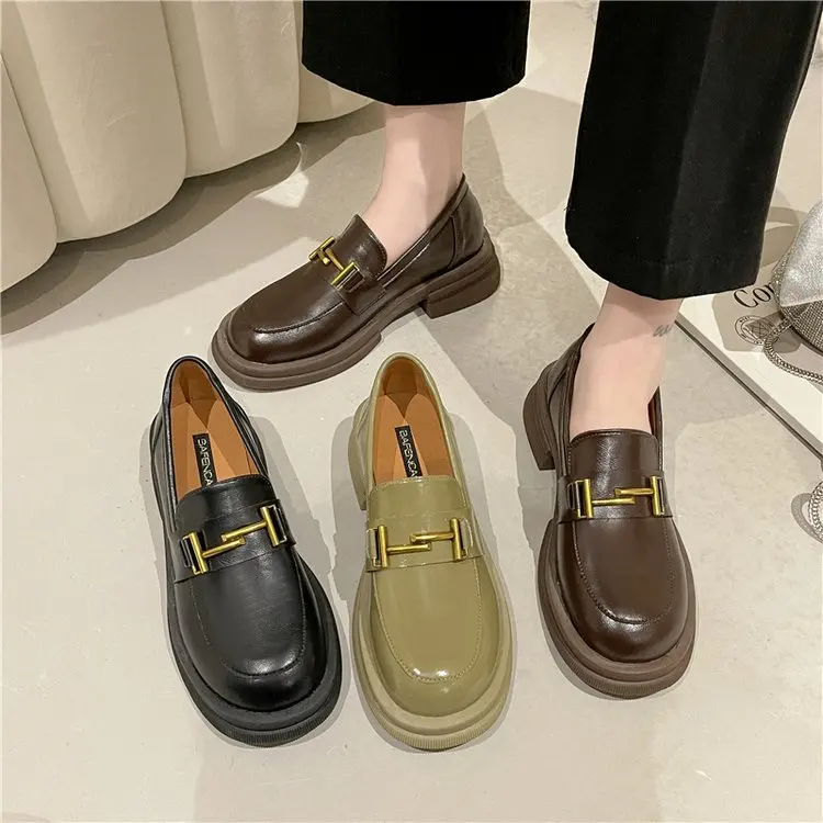 

Round Toe Slip On Shoes For Women Oxfords Soft Female Footwear Casual Sneaker Clogs Platform British Style Loafers With Fur Slip