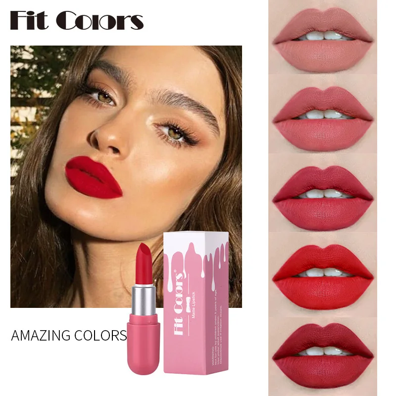 

Fit Colors Makeup Make Up For Women Girl Student Easy To Wear Lipstick Lipsticks Ls08 New Product Portable Mini Matte Beauty
