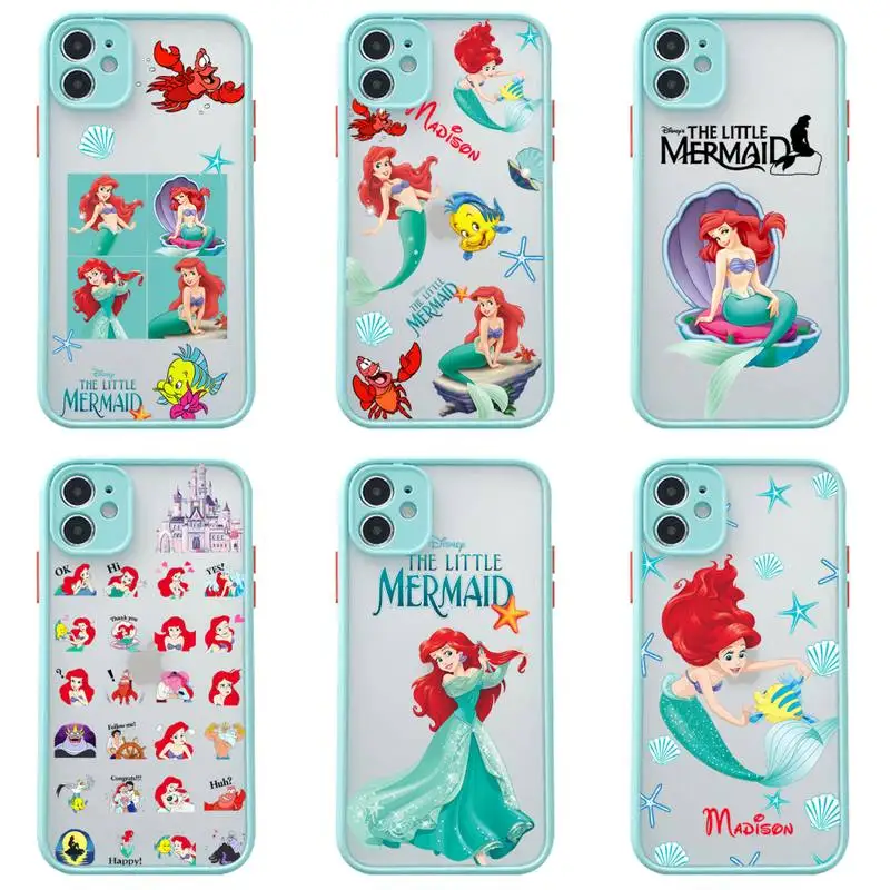 

The little mermaid Princess Alice Phone Case For iphone 13 12 11 Pro Max Mini XS 8 7 Plus X SE 2020 XR Matte Light blue Cover