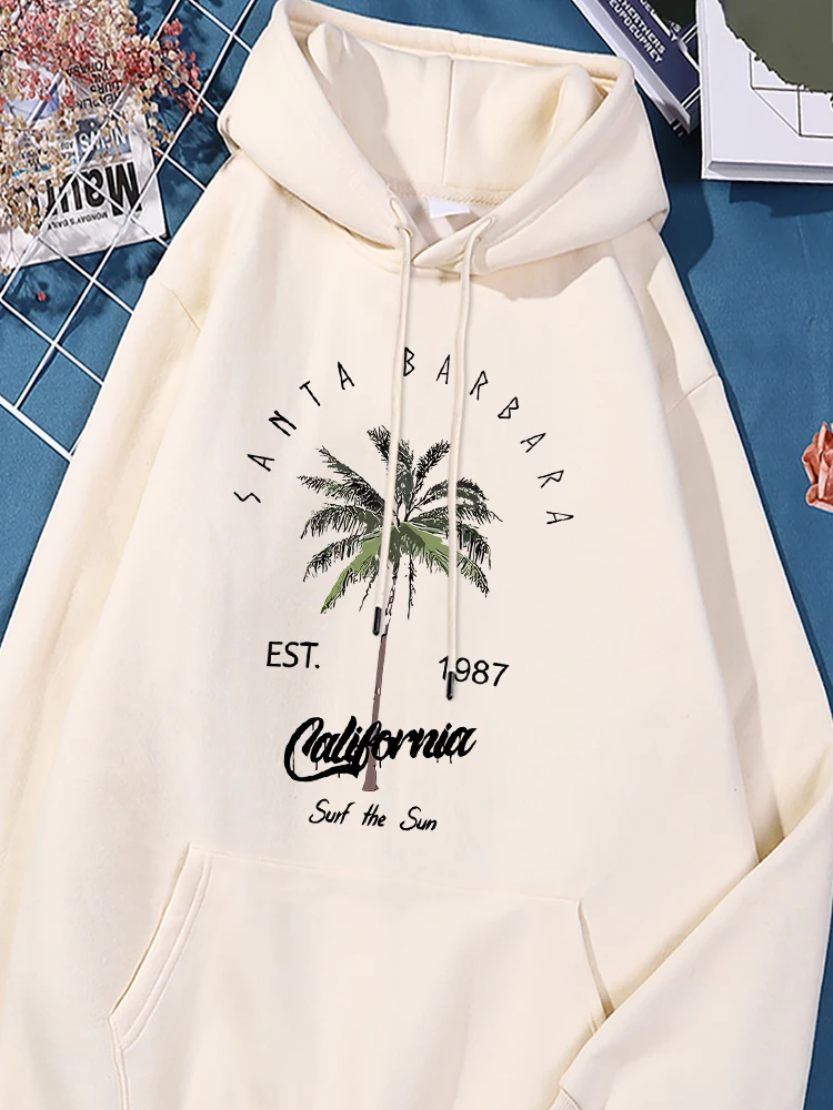 Женские толстовки с принтом Санта-бара Калифорния удобная спортивная толстовка