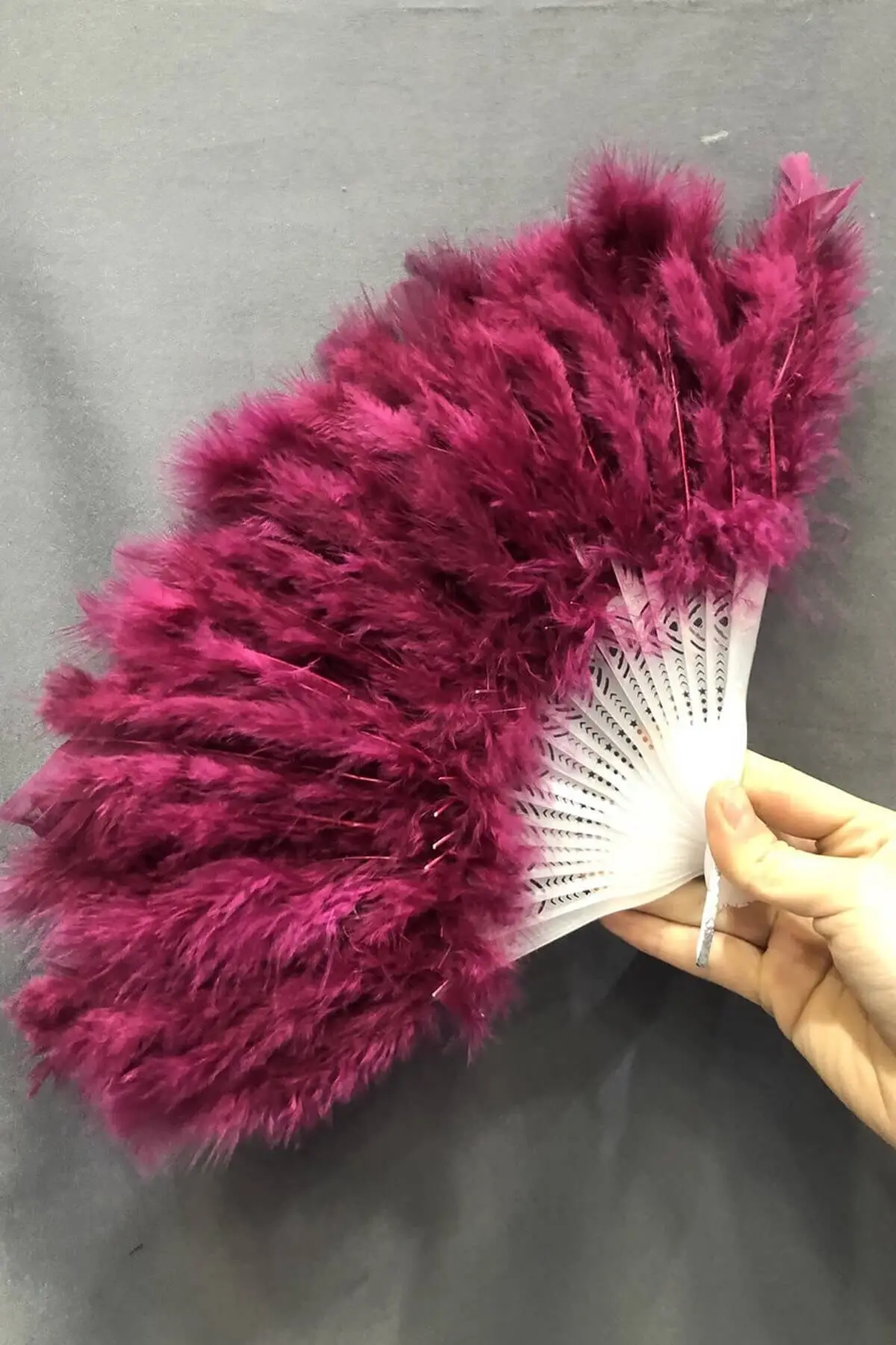 

Burgundy Feathered Bridal Range of henna bride veil welon