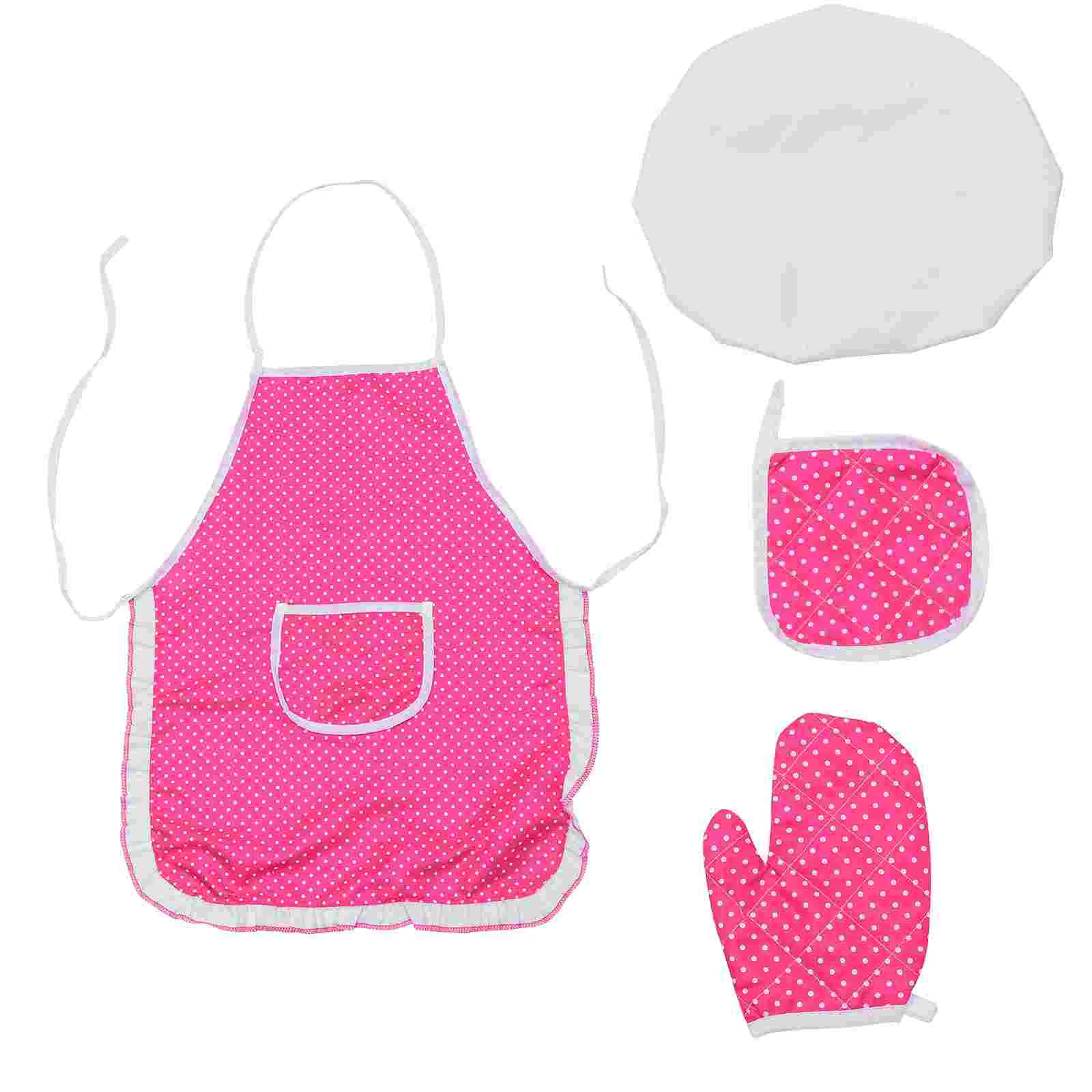 

Apron Suit Toys Girls Playing House Kitchen Hat Mat Pretend Role Cooking Utensil Cloth Children