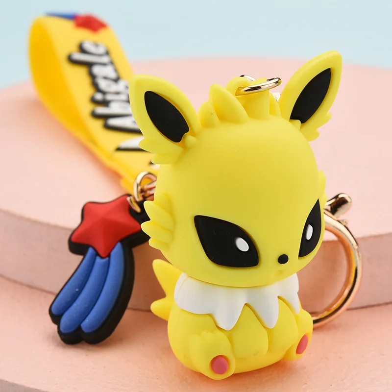 Pokemon Anime Pikachu Fashion Keychain Action Figure Eevee Vaporeon Jolteon Model Fashion Cute Doll Birthday Girls Gift images - 6