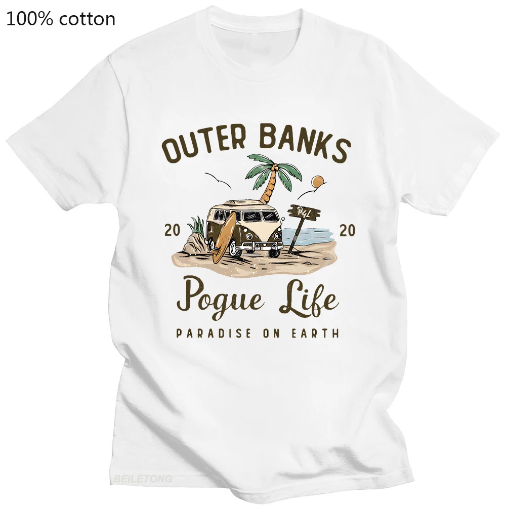 

Pogue Life Paradise on Earth Shirt Outer Banks OBX T-Shirt Women Summer T Shirts Harajuku Funny Graphic Tshirt Cotton Tops Tees