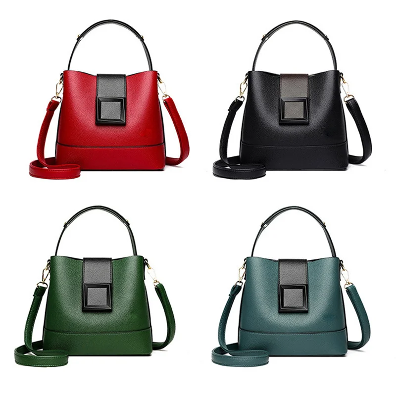 

PU Leather Handbags Solid Color Ladies Travel Bag Solid Color Messenger Bags Multifunctional Women Shoulder Bag