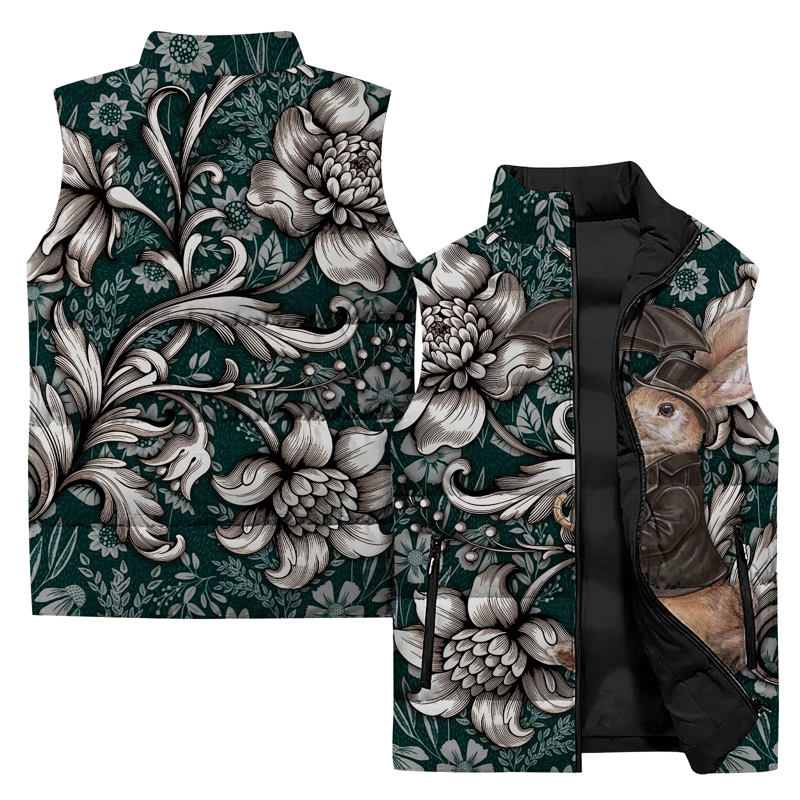 Мужской зимний жилет без рукавов куртка с принтом котенка и кролика мужские