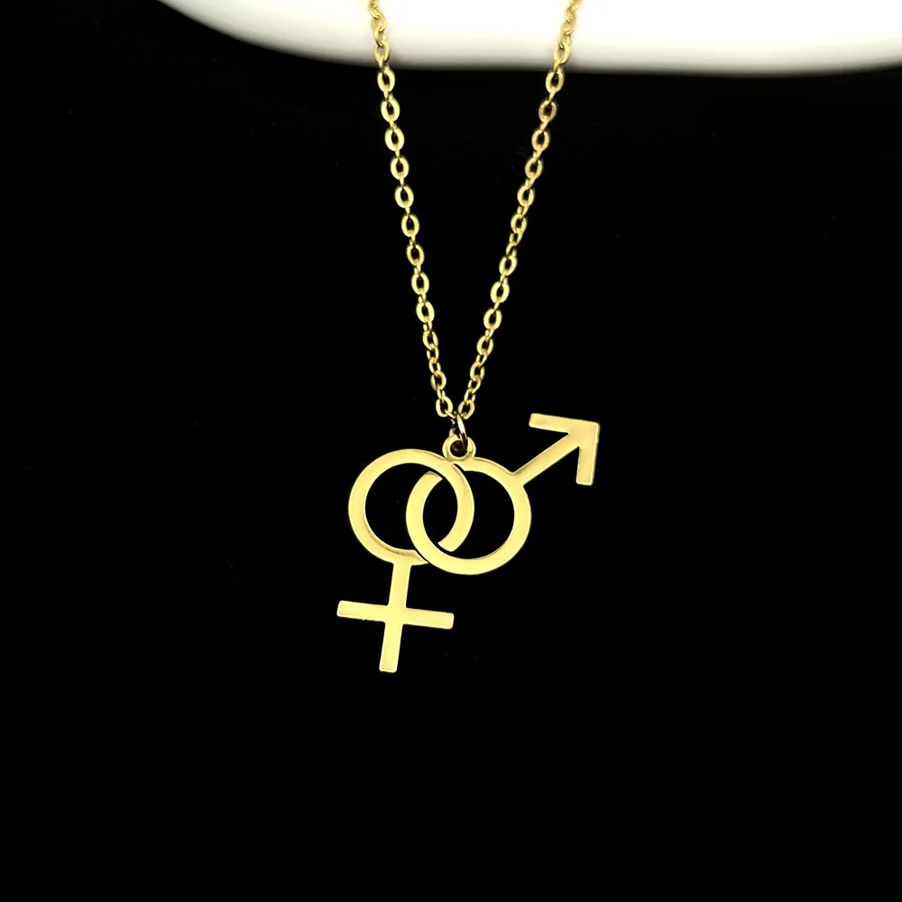 

Personality Boy Girl Couple Symbol Pendant Stainless Steel Necklace New Jewelry Charm Couple Party Gift 2022 Hot Selling Jewelry