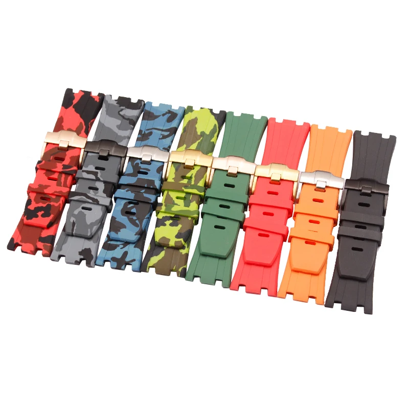 Watch accessories for AP 15703 Royal Oak Offshore Series 28mm needle buckle rubber Sport waterproof strap Unisex