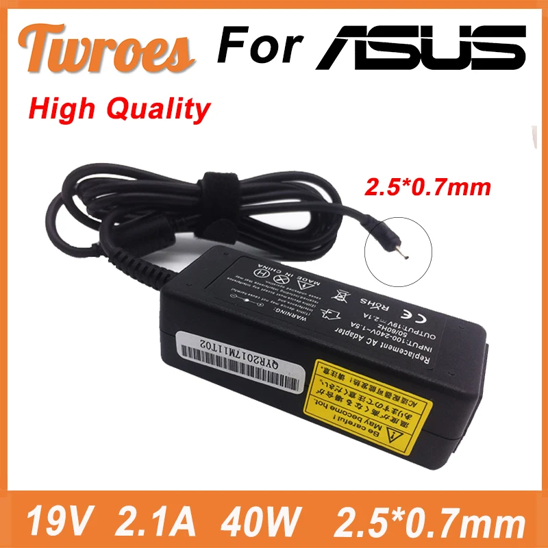 

Laptop Charger Adapter 19V 2.1A 40W 2.5*0.7mm For ASUS Eee 1001PX B D 1005HA B E 1001PQD 1015PX 1008 HA X101CH 1201 1025 1215B