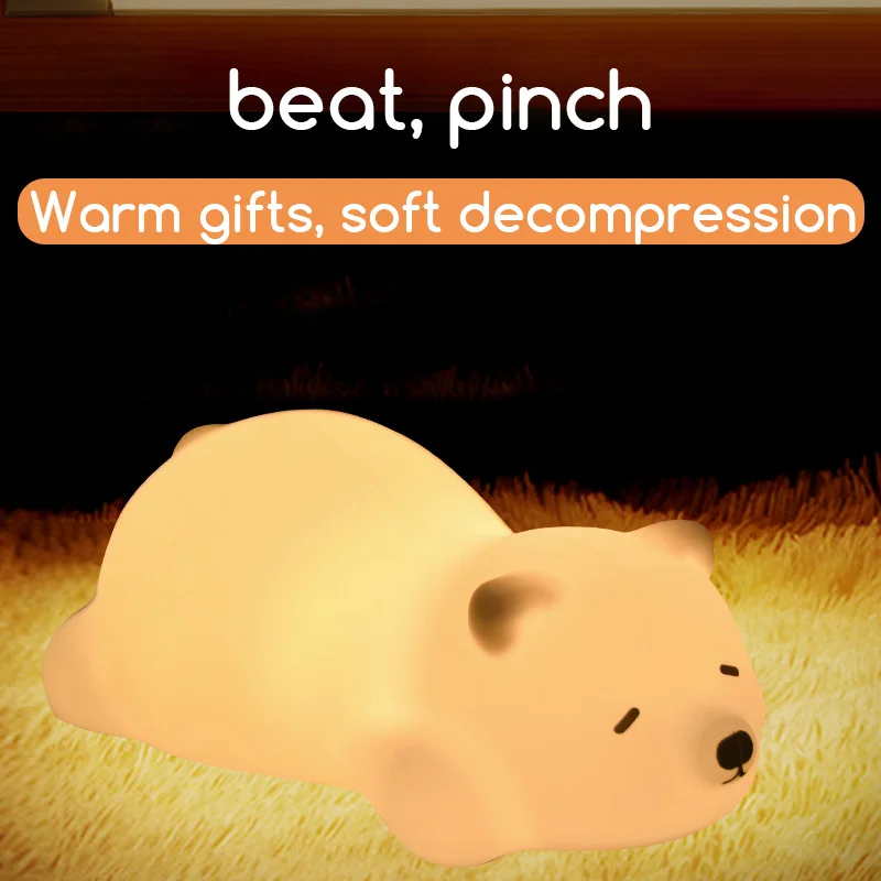 

pat light creative cartoon usb rechargeable silicone bedside night light gift wholesale atmosphere light led lights room light