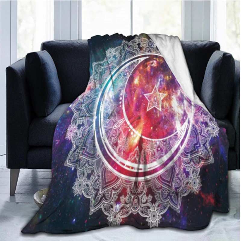 

Trippy Mandala Blanket Mysterious Burning Sun Galaxy Psychedelic Soft Flannel Throw Blanket,Sun and Moon Blanket for Bed Sofa
