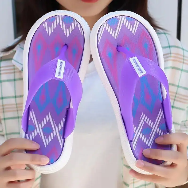 

Women's Summer Printed Herringbone Slippers Soft Bottom Non Slip Comfortable Home Slippers Casual Beach Slippers Bath Slippers