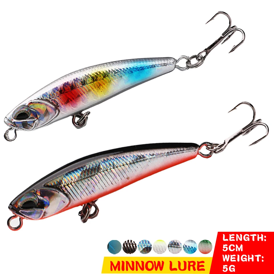 

1PCS 5CM/5G Sinking Minnow Fishing Lure Artificial Wobblers Double Hooks Metal Hard Bait Perch Bass Pike Outdoor Fishing Tackle