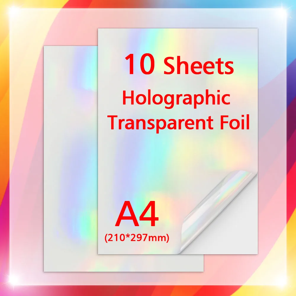 10 fogli A4 pellicola olografica trasparente per laminazione a freddo stelle adesive pellicola per laminazione fotografica in vetro per carta a colori fai-da-te e Album