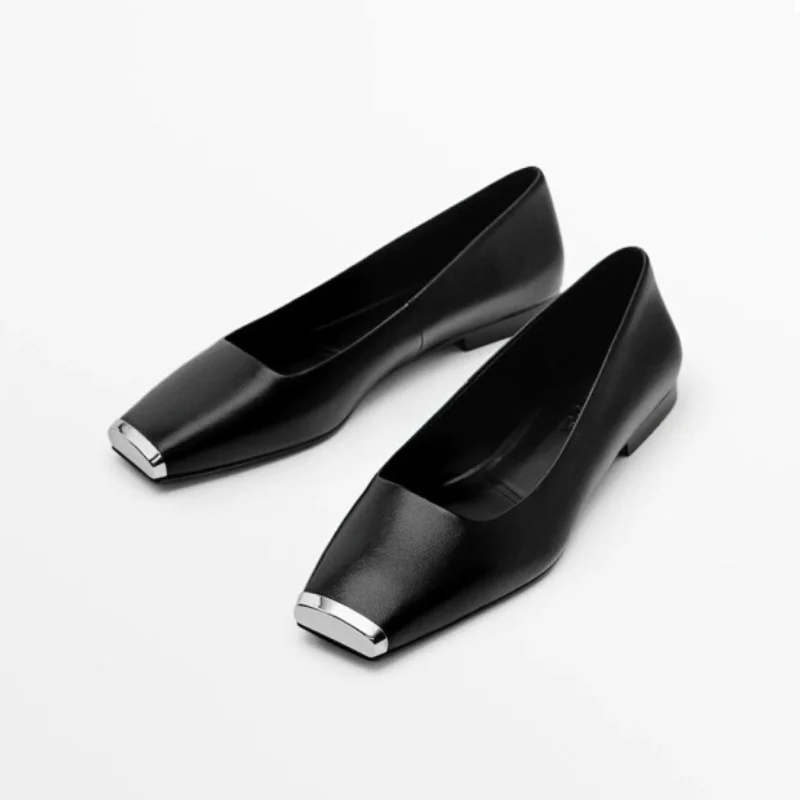 Металлический квадратный носок Zapatos Mujer 2024 Tendencia Solid Coloe Slip On Shallow Chaussure Femme