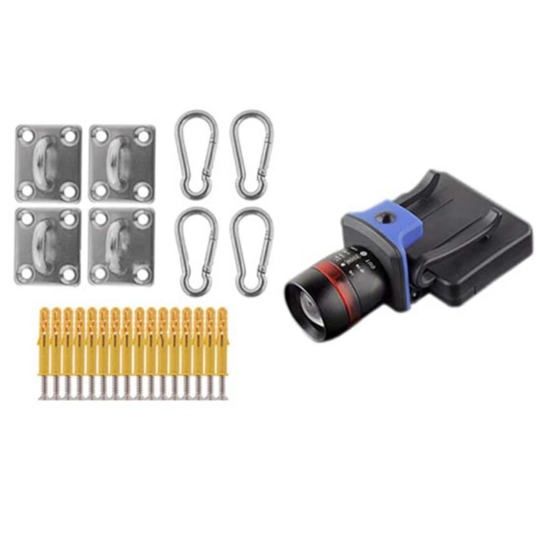 

1 Pcs XPE LED 120 Lumen 3 Modes Light Lamp Black & 1 Set Suspended Ceiling Wall Mount Hooks