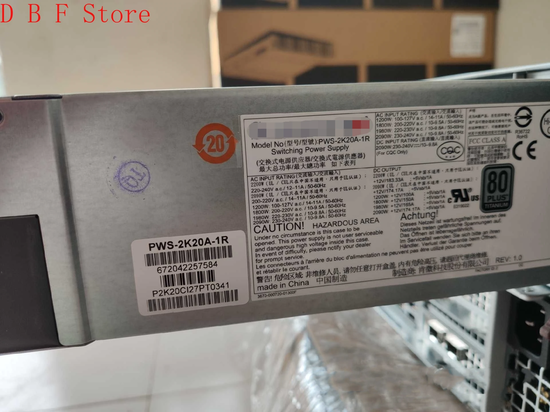 PWS-2K20A-1R For Supermicro Server Redundant Power Supply