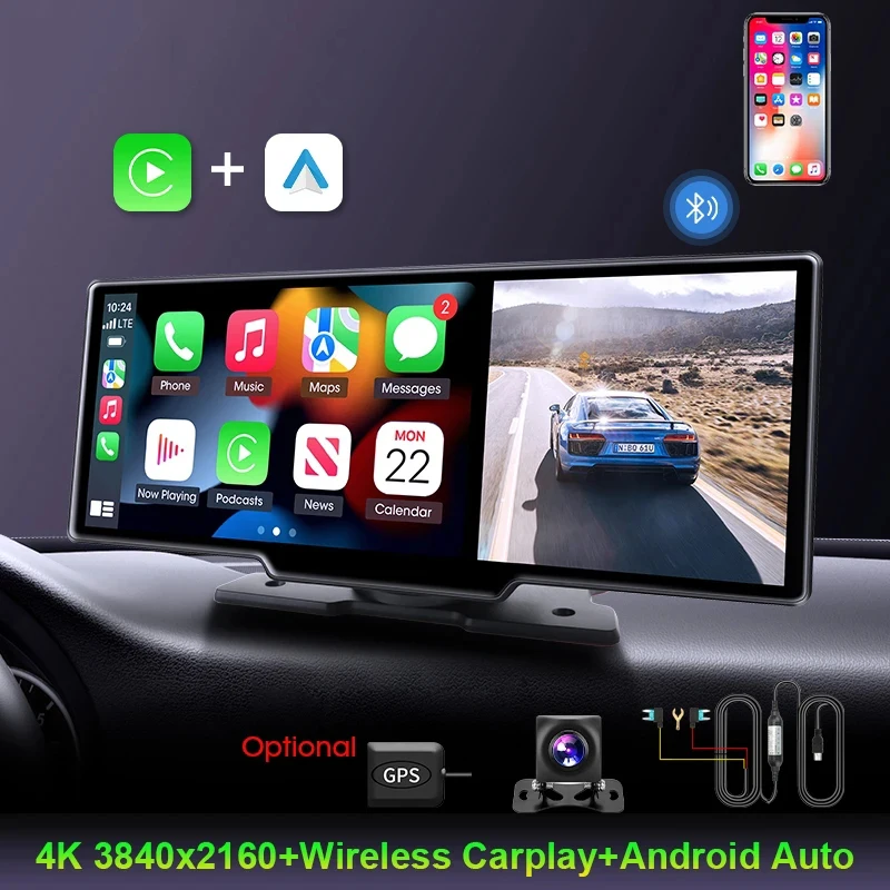 

10.26" Car Radio DVR Rearview Mirror 1080P Video Recorder Dash Cam Carplay Android Auto GPS Navigation Multimedia Player