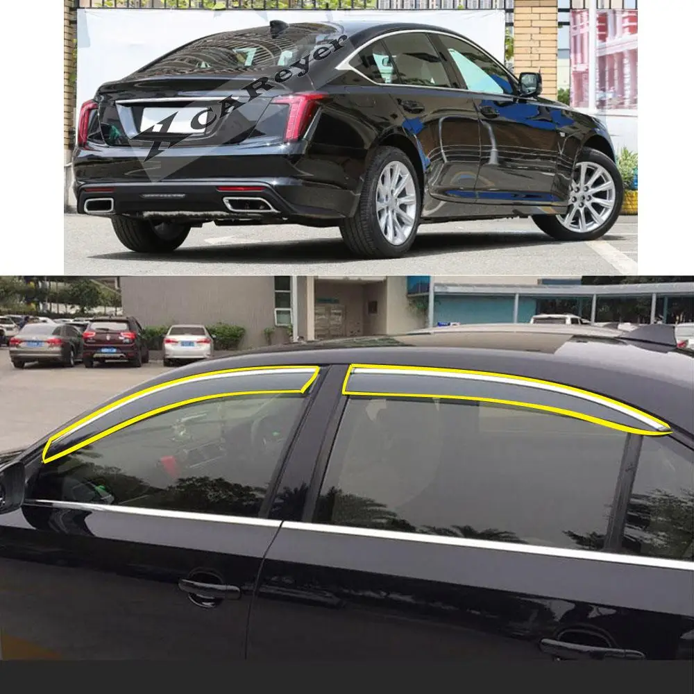 

Car Body Styling Sticker Plastic Window Glass Wind Visor Rain/Sun Guard Vent Awnings Parts For Cadillac CT5 2019-2022