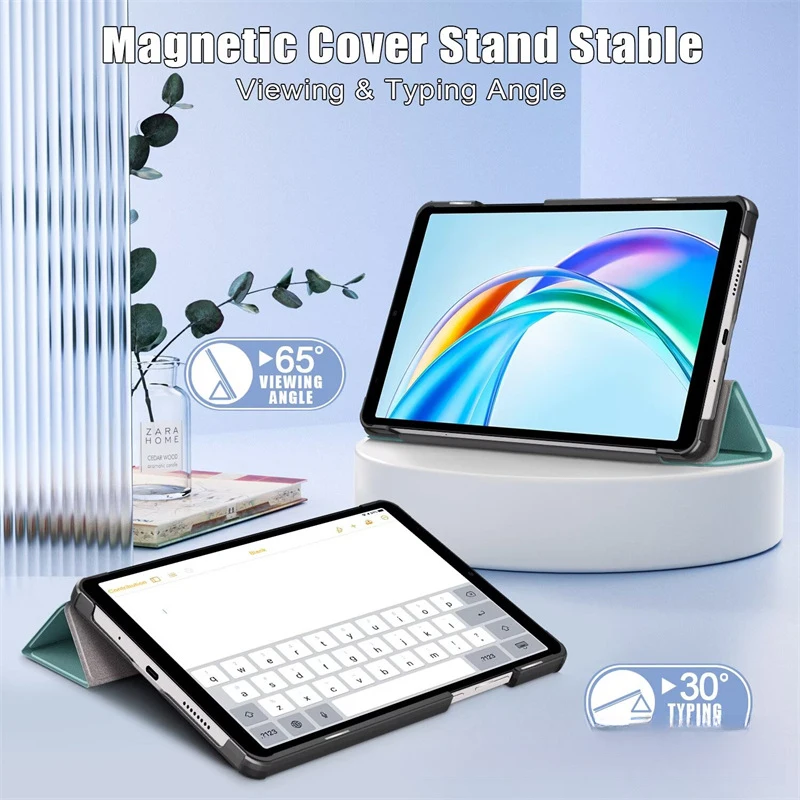 Фото Чехол-книжка (трифолд) для Huawei MatePad Mini 8.8 2025 с функцией автоматического включения/выключения экрана, ударопрочный, кожаный №3