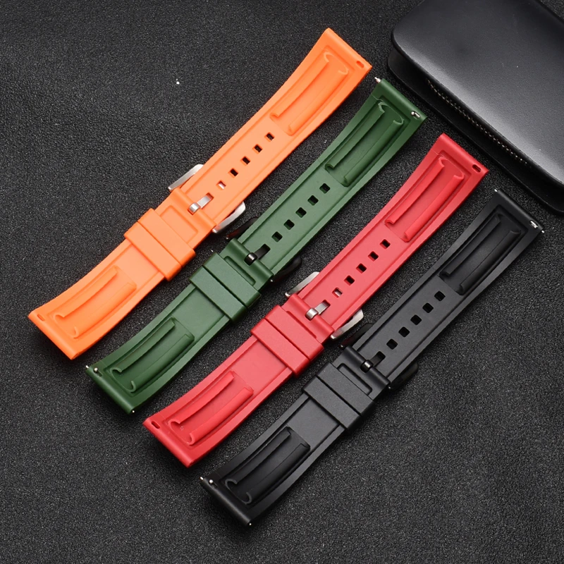 Quality Rubber Watch Strap 18mm 20mm 22mm 24mm Sport Watchband Black Green Wristband With Quick Release Spring Bar