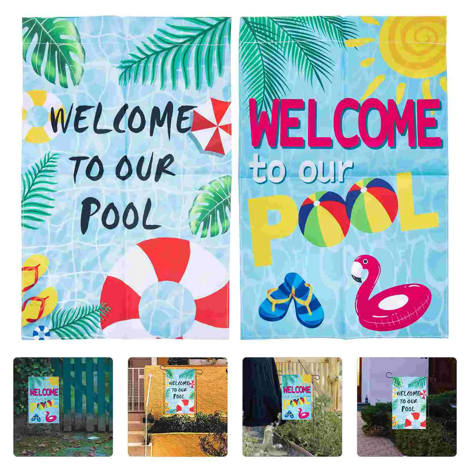 

2 Pcs Pool Party Favors Outdoor Decor Farmhouse Garden Flag Outdoor Sign Garden Banner Summer Garden Pool Flags
