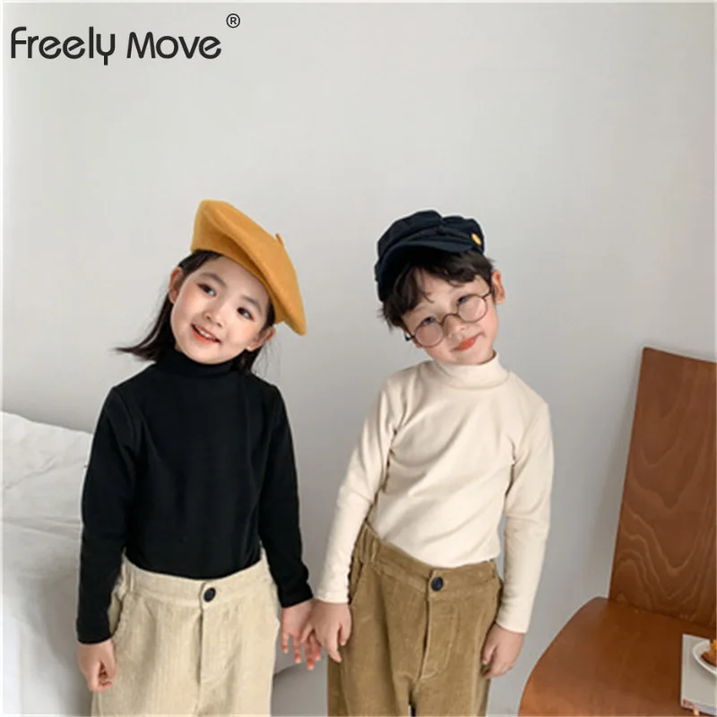 

Freely Move Baby Girl Long Sleeve Tops Children Solid T-shirt Infant Underwear Tee Autumn Winter Warm Clothes Kids Boy T Shirt