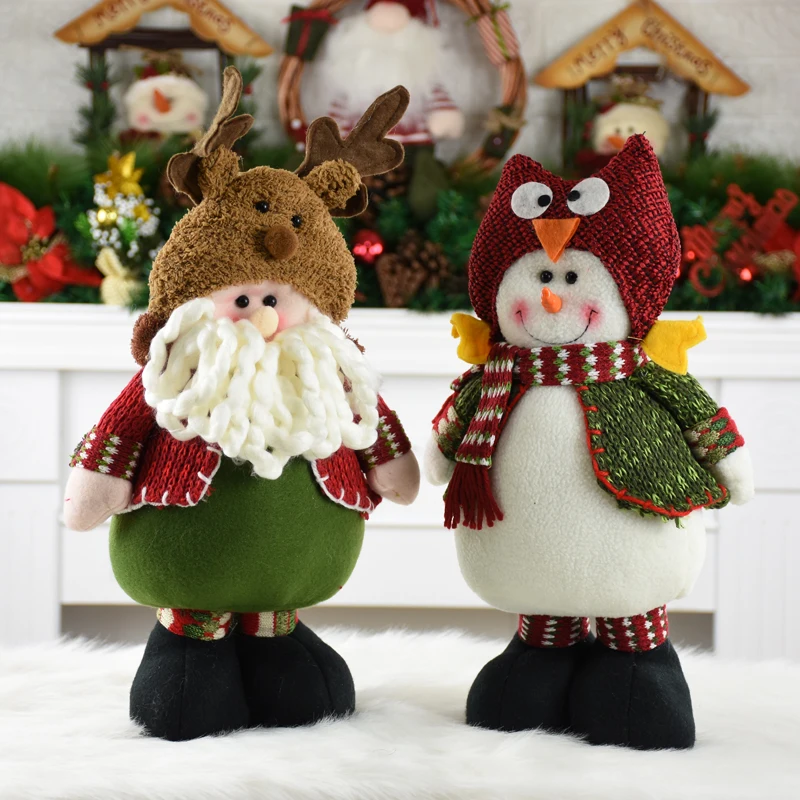 

Snowman Santa Claus Plush Dolls with Elk Owl Hat Merry Christmas Decorations for Home Ornament Xmas Navidad Natal New Year 2023
