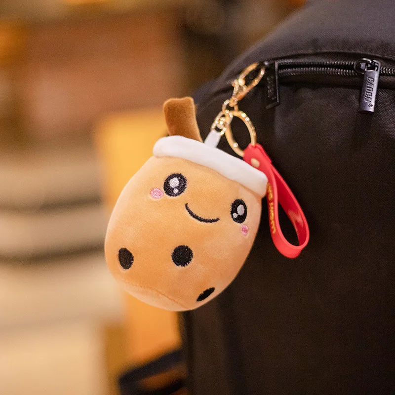 

New Cute Backpack Keychain Plush Milk Tea Cup Doll Soft Stuffed Cartoon Doll Plush Bag Keychain Ring Pendant Plush Toy Kids Gift