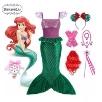 girls little mermaid ariel princess dress kids cosplay charm costumes summer dresses carnival birthday party clothes crown3 9t