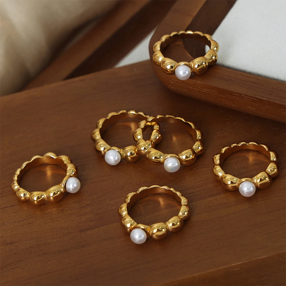 

Fashion Temperament Copper 18K gold plated with Beads Rings for women's Girl Index finger ring gift Jewelry wholesale