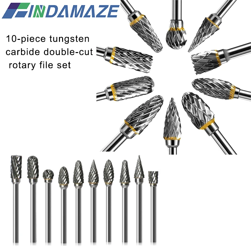

Новинка, фрезы из карбида вольфрама 10 шт. 1/8 дюйма с электрическим шлифовальным инструментом для резьбы по дереву, мягкий инструмент для пол...