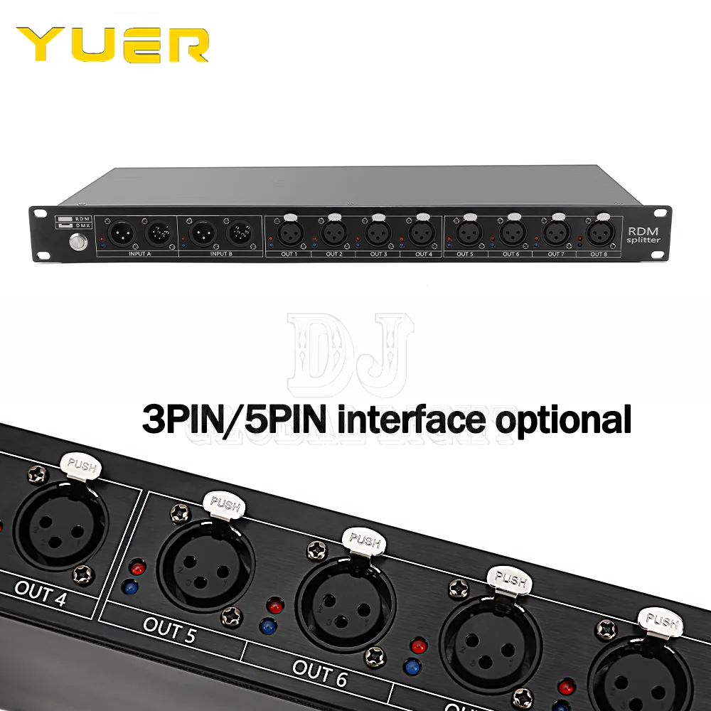Фото Высококачественный 8-канальный разветвитель DMX DMX512, освещение сцены, усилитель сигнала, разветвитель, 8-полосный распределитель DMX №4