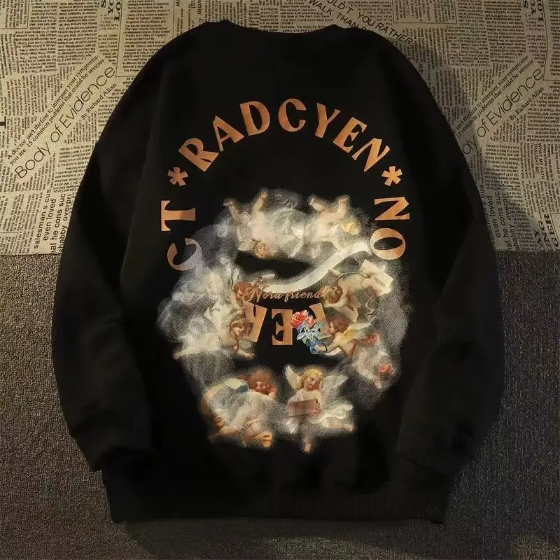 V-hanver 2022 New All-match Hooded Sweater Men And Women Autumn And Winter Loose Ins Trend Casual Couple Jacket American Retro