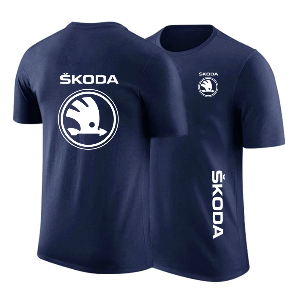 2022 мужские летние однотонные футболки с логотипом Skoda Car на заказ хлопковые