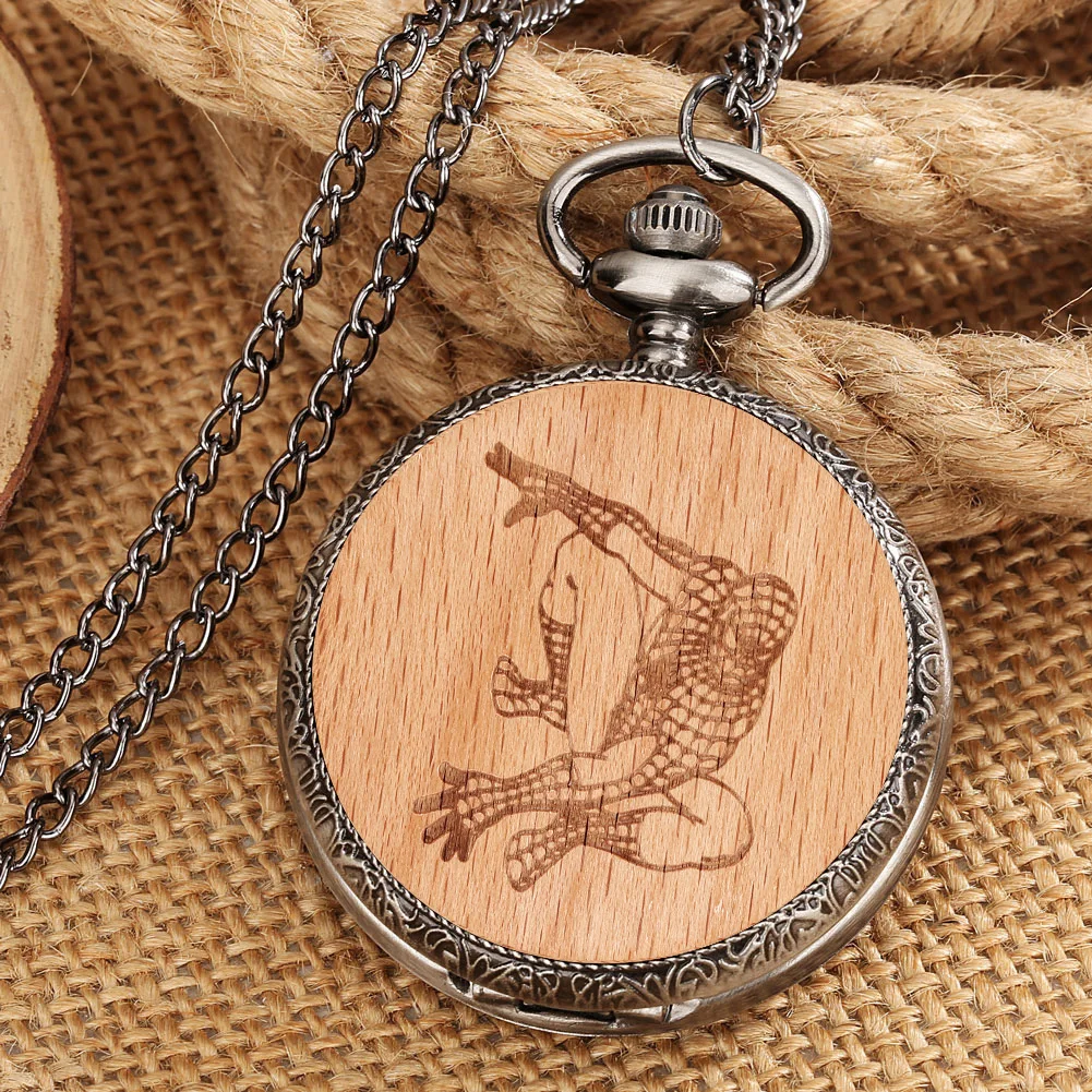 

New Silver Quartz Pocket Watch Necklace Pendant Hero Figure Wood Carving Cosplay Watch Retro Pocket Clock Reloj De Bolsillo
