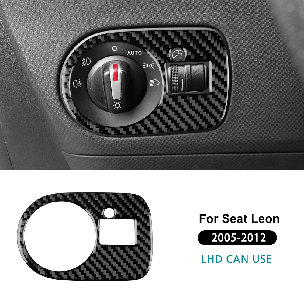 

Настоящая мягкая наклейка из углеродного волокна для Seat Leon 2005 2006 2007 2008 2009 2010 2011 2012 LHD RHD, рамка переключателя фар автомобиля, отделка