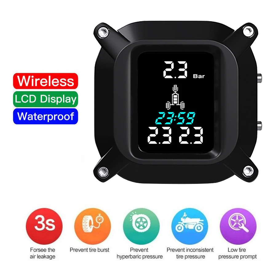 Трехколесный велосипед éTanche Moto SystèMe de Surveillance la Pression des Pneus en Temps RéEl TPMS éCran LCD Sans Fil