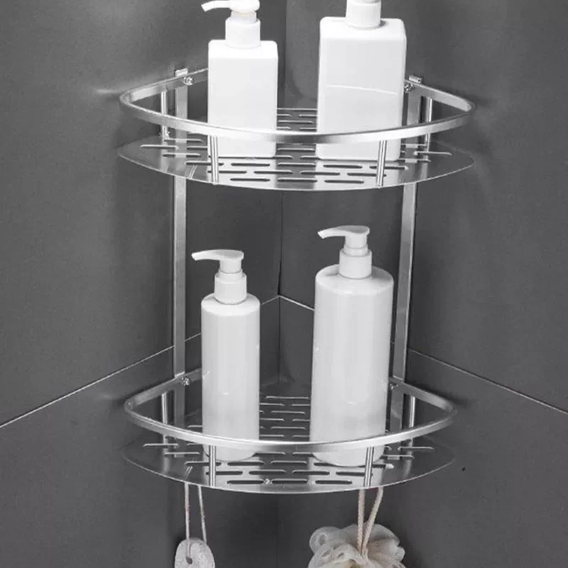 

Triangle Towel Shower Storage Rack Black Corner Shelves Wall Mounted Aluminum Shampoo Holder No Drill Bathroom Shelf Organizer
