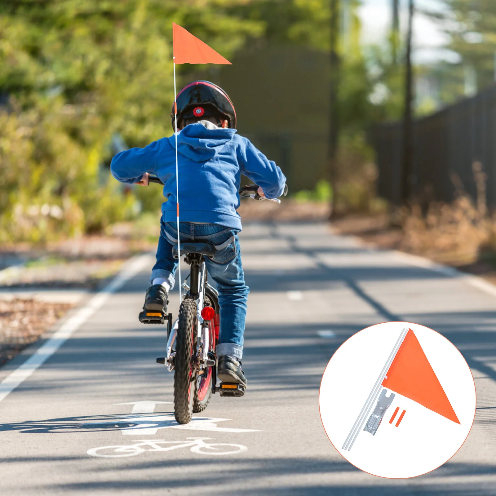 

2 Sets Bicycle Banner Kid Bike Double Sided Flag Fiber Rod Heavy Duty Fiberglass Pole High Visibility Bicycles Child