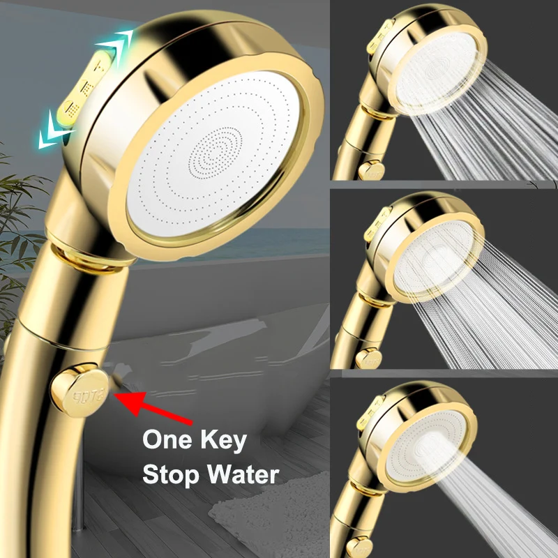 Насадка для душа в ванной комнате высокое давление одна кнопка остановки воды