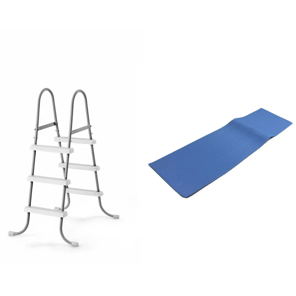 

Above Ground Steel Frame Pool Ladder 42-Inch + Protective Pool Ladder Mat