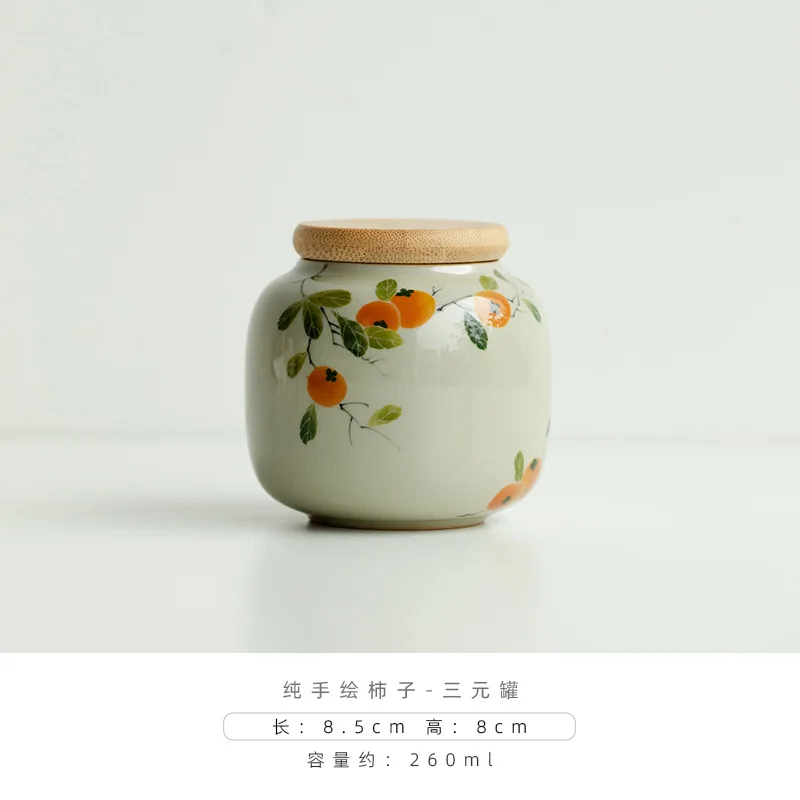 

Ручная роспись, керамическая банка для чая с каеммоном и листьями, герметичная влагостойкая компактная портативная коробка для хранения чая, органайзер, емкость