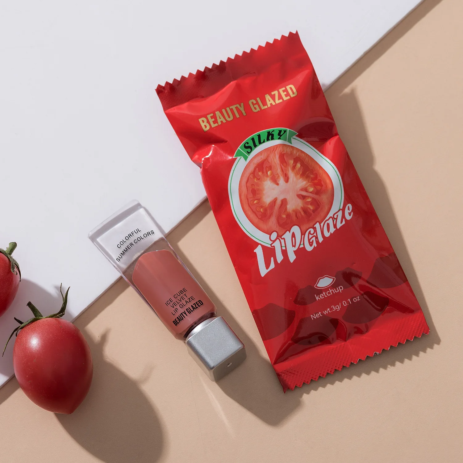 

BEAUTY GLAZED Tomato Style Cute Lip Glaze Lasting Non-stick Cup Fog Matte Lip Mud Moisturizing Lip Glaze Makeup Cosmetics