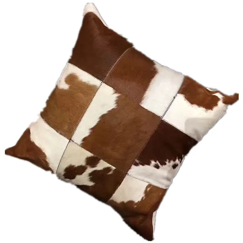 100% PURE COWHIDE PILLOW CASE GENUINE BRAZIL COW HAIR LEATHER CUSHION COVER
