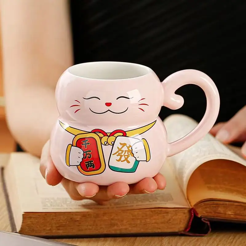 Фото Керамическая кофейная кружка Lucky Cat с крышкой для кошки, креативный милый мультяшный милый подарок для завтрака, бутылка для воды, офисная посуда для питья, посуда для напитков №4